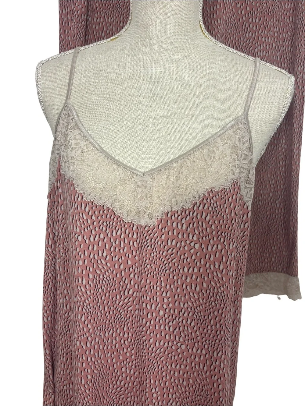 Soma Embraceable Signature Pajamas Rose Pink Cream Lace Tank Long Pants Sz Large